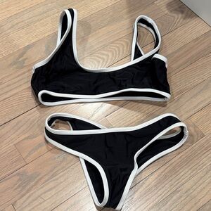 FashionNova Women's Black Bikini with White Trim - Brand Not Specified